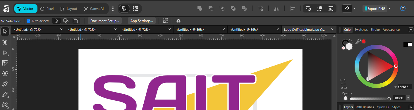 SAIT Suite Design — interfaz de Affinity V3, Vector
