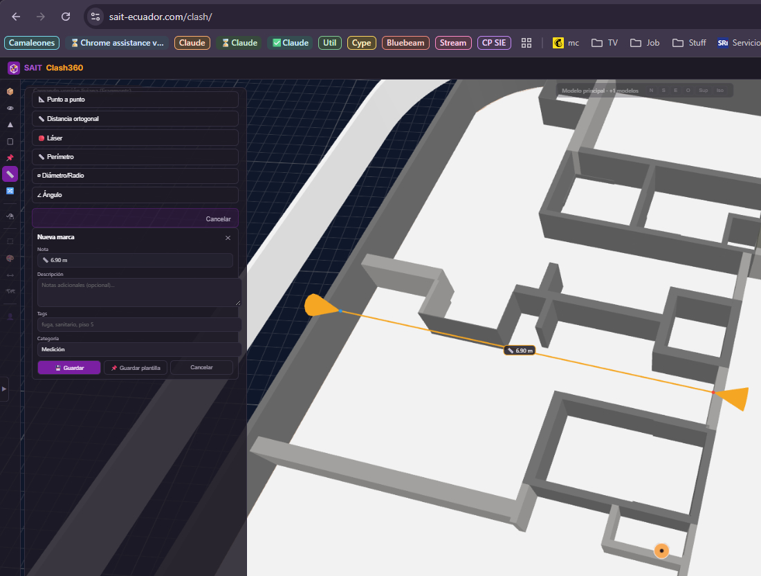 Herramientas de medición sobre el modelo BIM